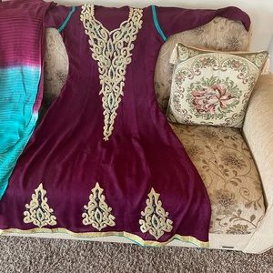 Three piece Pakistani maxi dress
